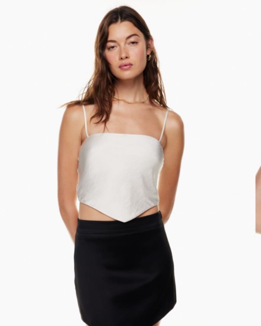 Aritzia White Satin Crop  - Image 3