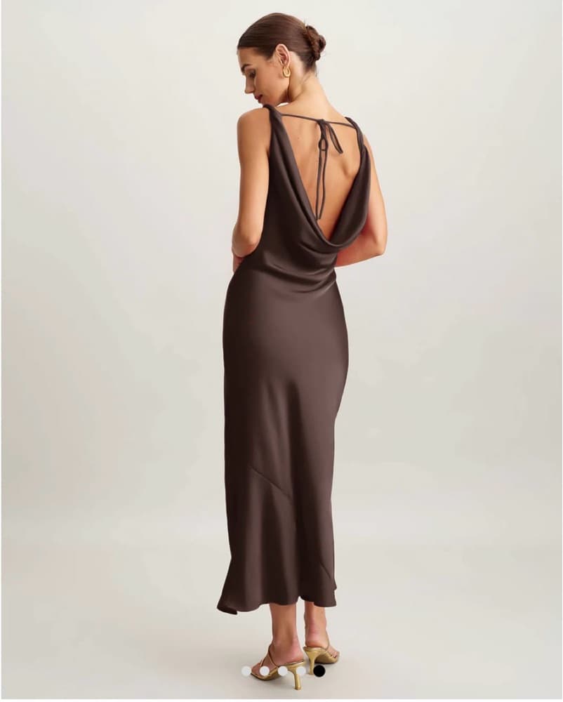 Size M Zara Satin Cowl Neck Dress - Image 2