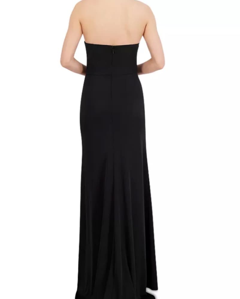 BCBGMAXAZRIA Halter Jersey Plunging Dres - Image 4