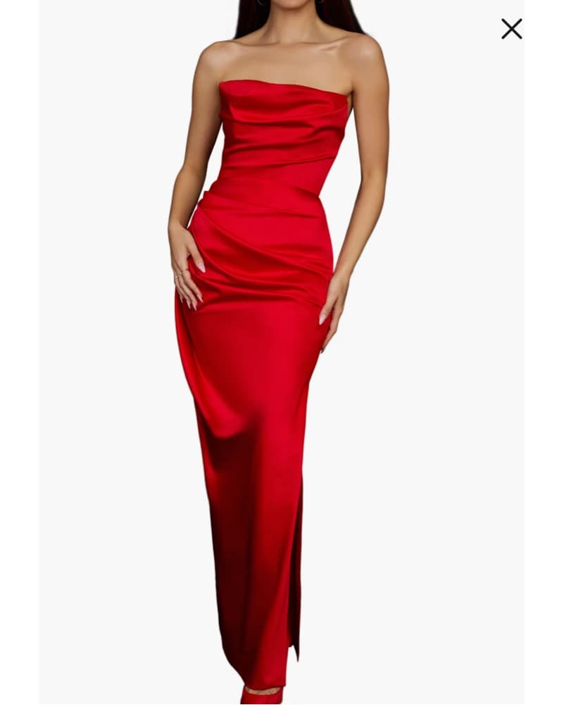 House Of CB Elegant Red Satin Gown - Image 2