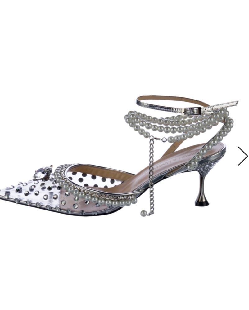 Mach & Mach Leather Crystal Kitten Heels - Image 1