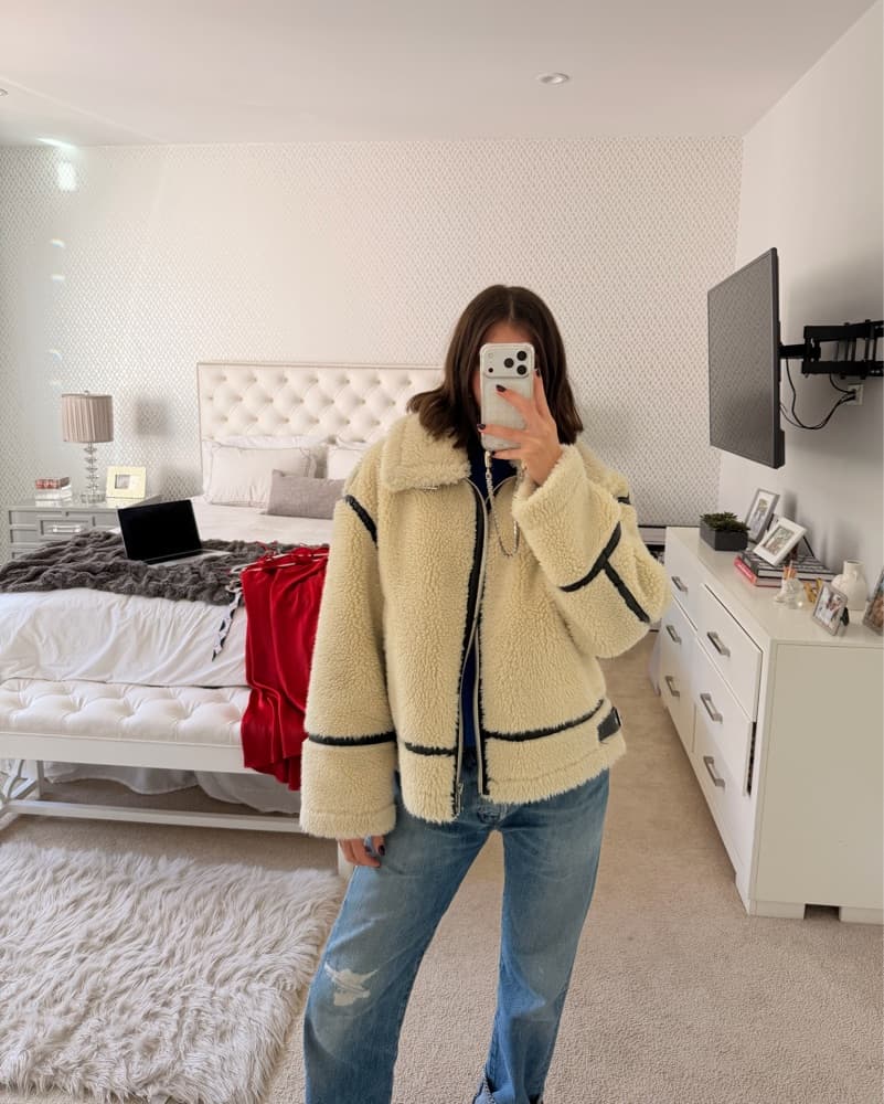 Zara Faux Fur Biker Jacket - Image 2