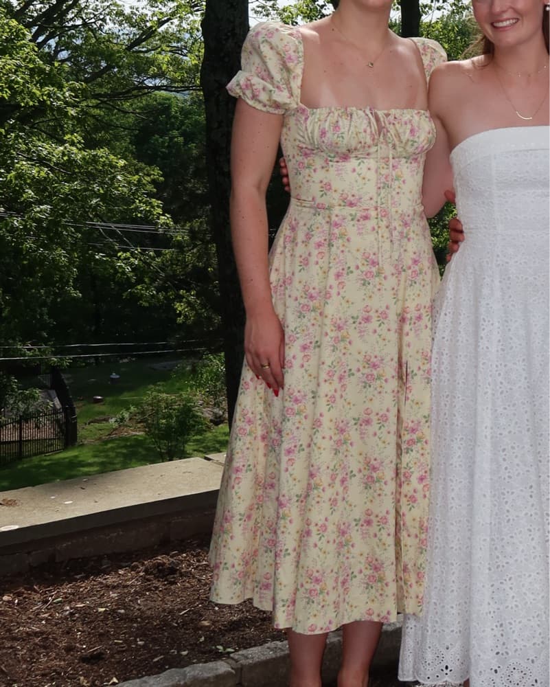 Yellow Floral Milkmaid Dress - Image 2