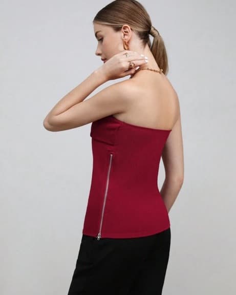 Red Side Zip Tube Top - Image 5
