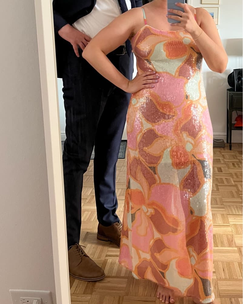 Shimmery Floral Sheer Dress - Image 1