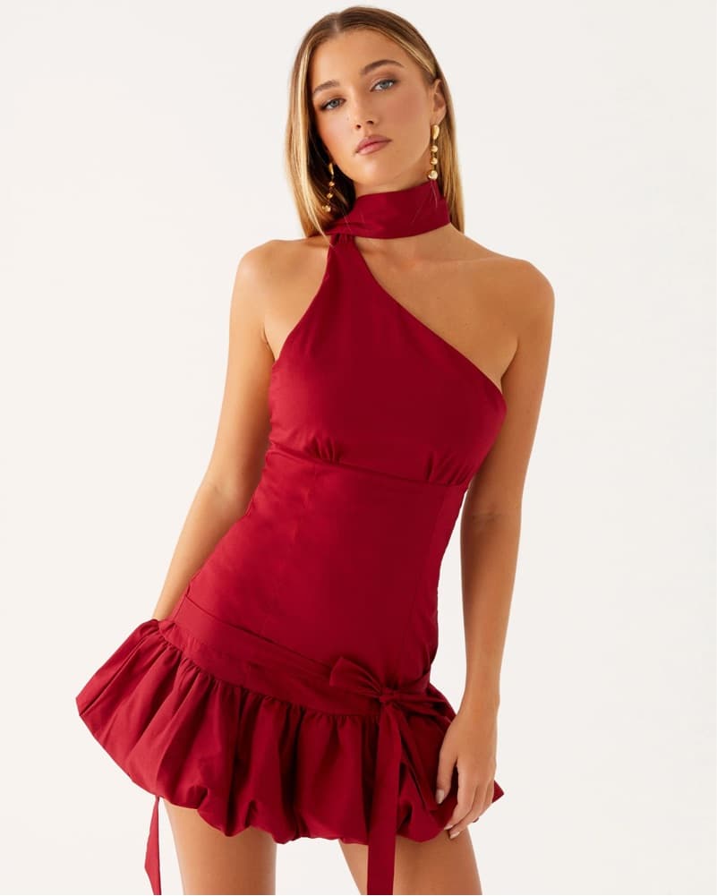 Belina Scarf Mini Dress - Merlot - Image 1