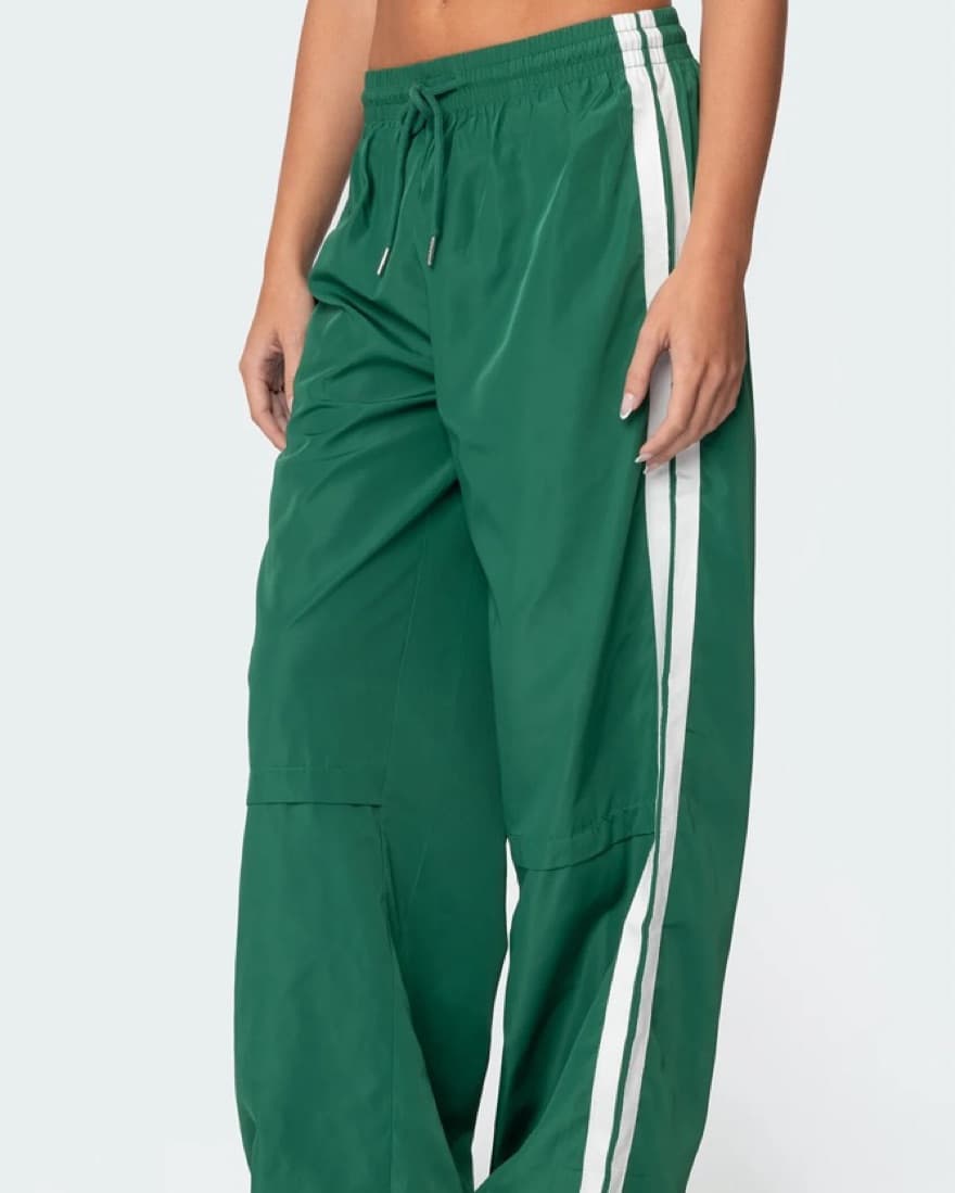 Edikted Green Nylon Track Pants  - Image 3