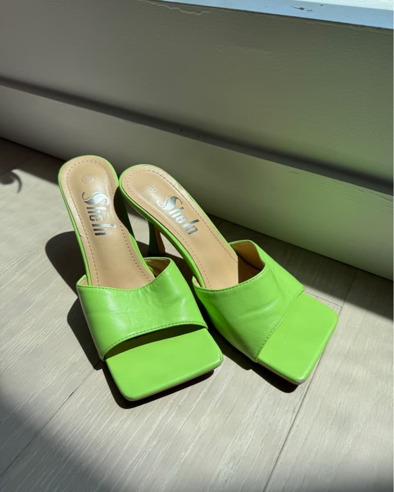 Lime green shein heeled mules - Image 1