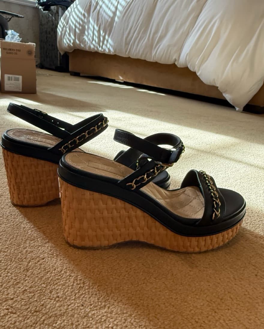 Black Chanel Wedges - Image 1