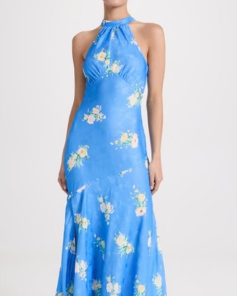 LoveShackFancy Floral Halter Maxi Dress - Image 1