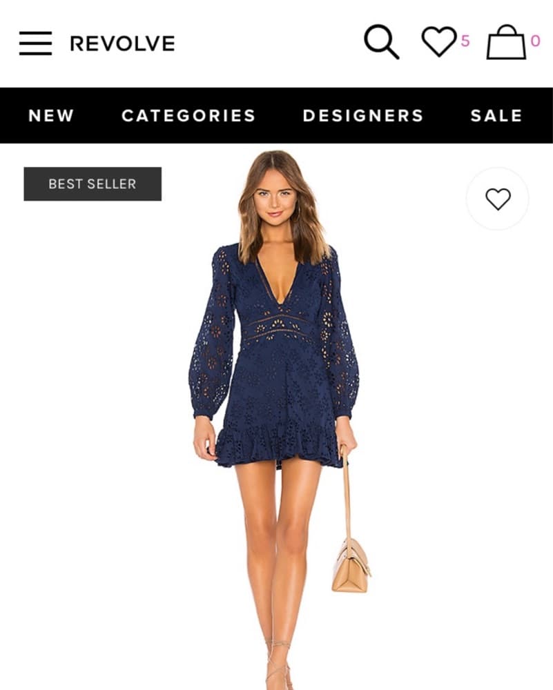 Navy Lace Puff Sleeve Dress - Image 1