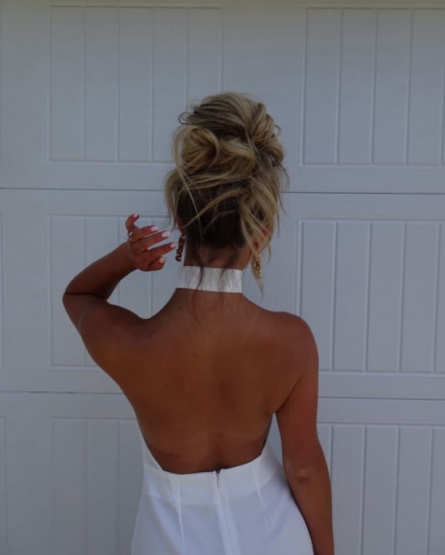 White Mini Halterneck Key Hole Dress  - Image 5