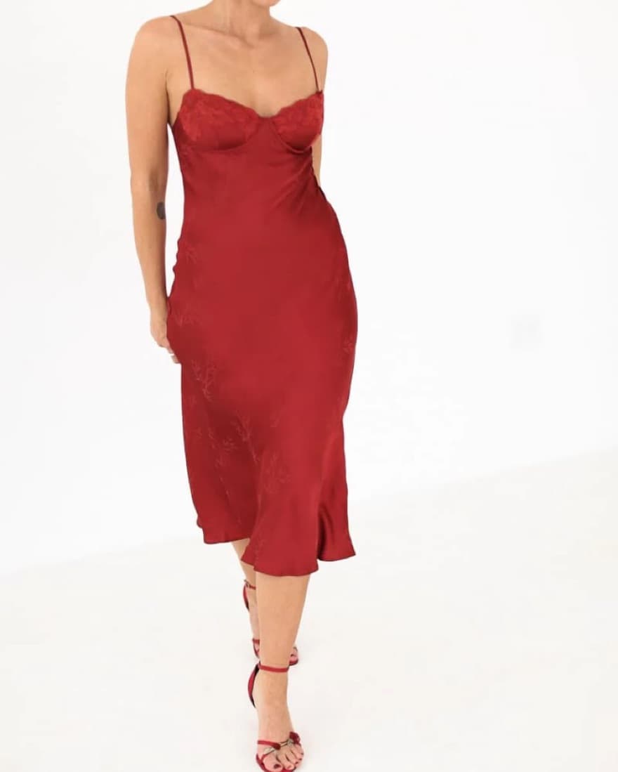 Rumored Red Midi Lace Dress - Image 3