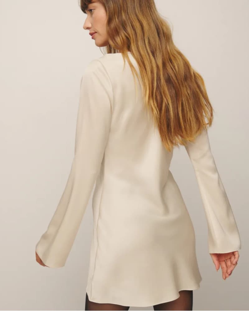 Reformation Pike Mini Cream Dress - Image 2