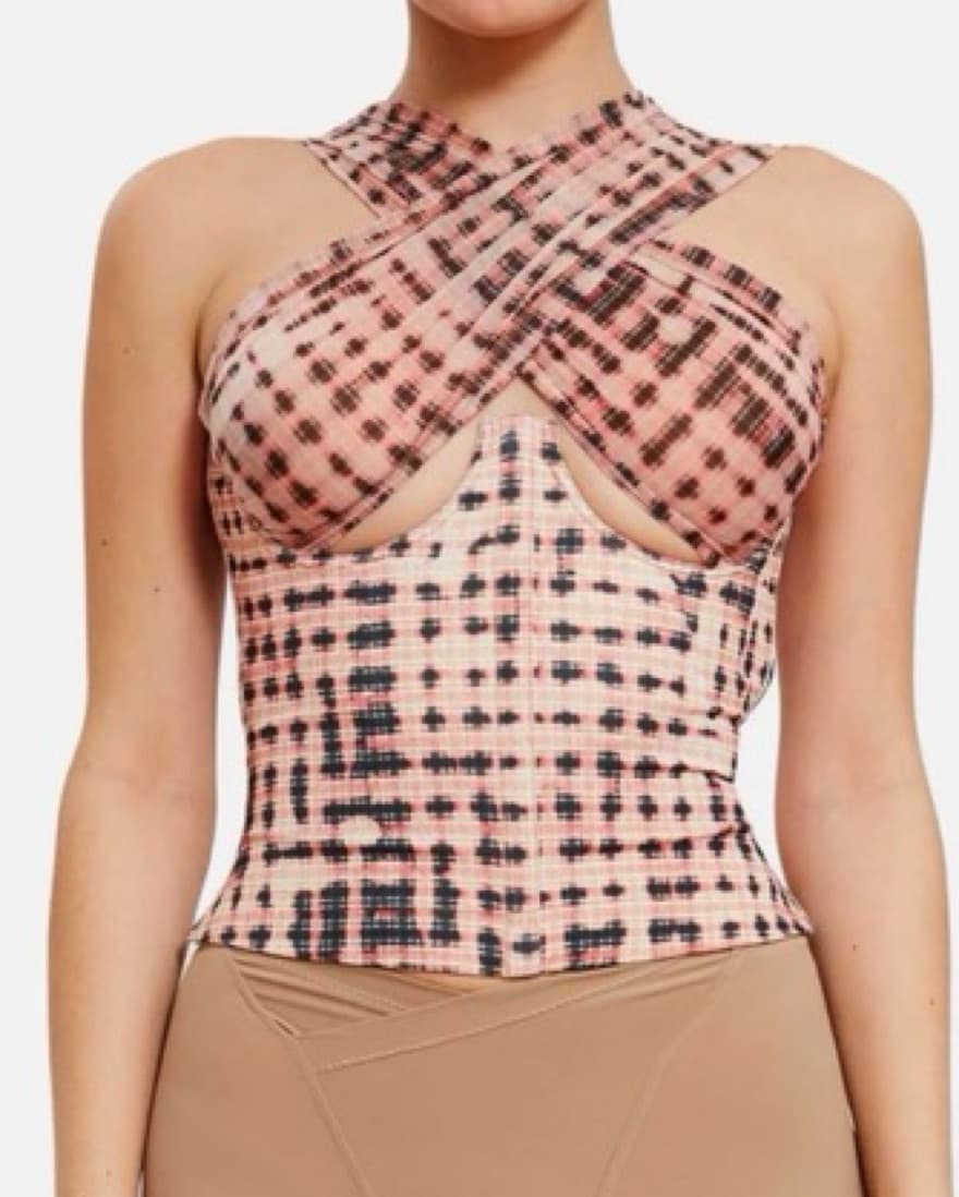 Anti Checked Stretch Woven Top - Image 1