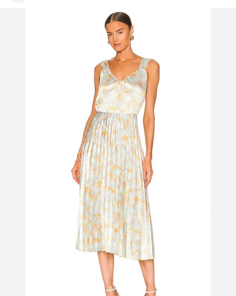 Pleated Midi Floral Dress - Image 1