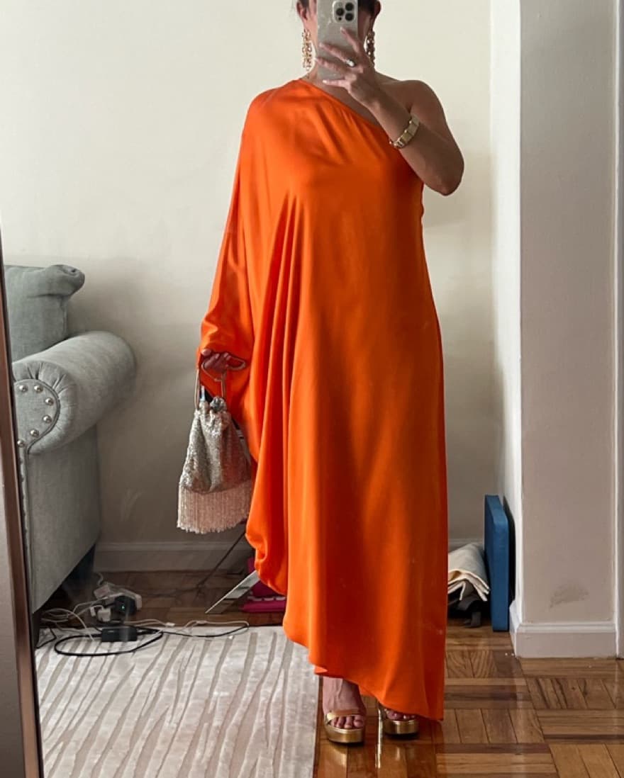 L’Agence Poppy Orange Silk Gown - Image 3