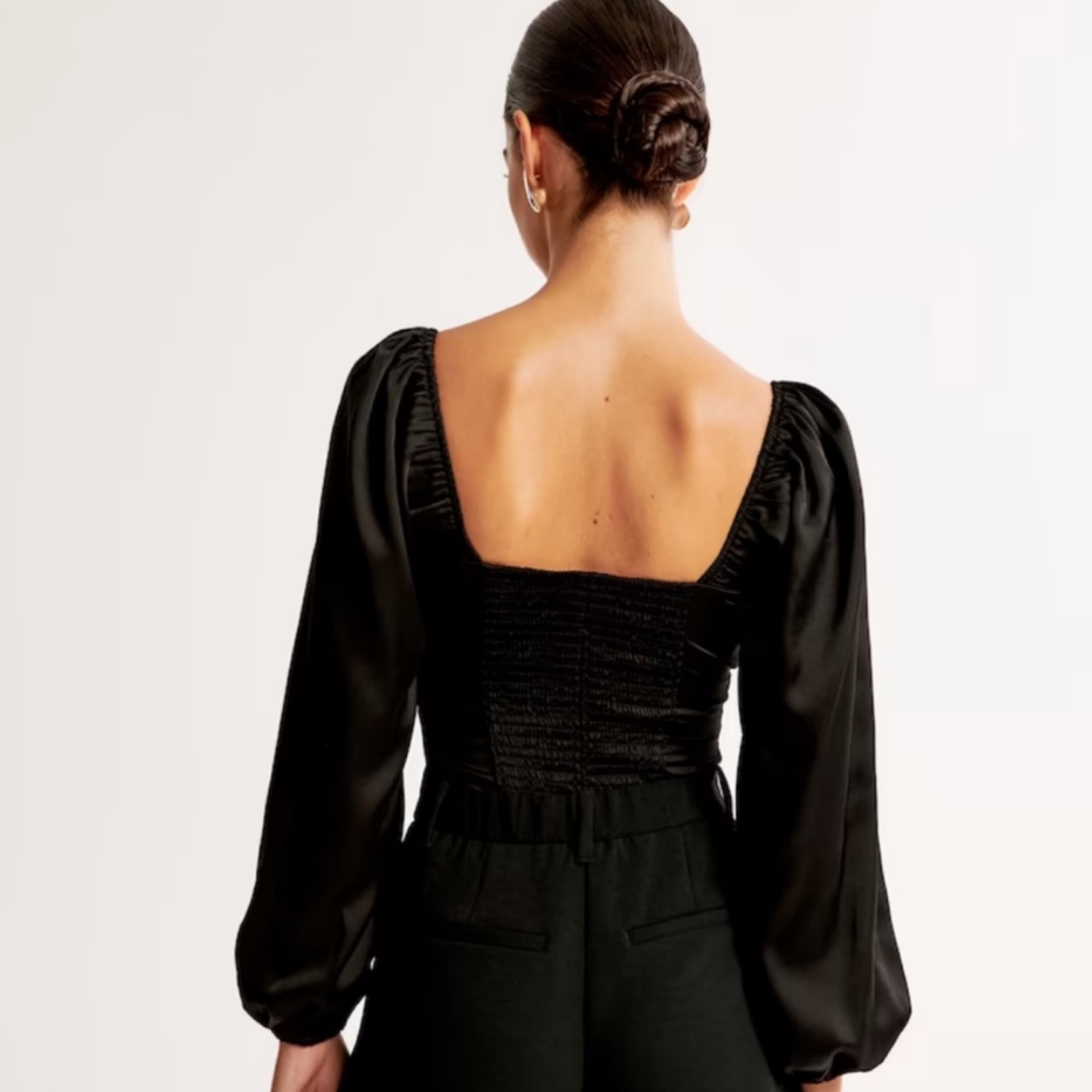 Abercromie Long Sleeve Ruched Satin Top  - Image 3