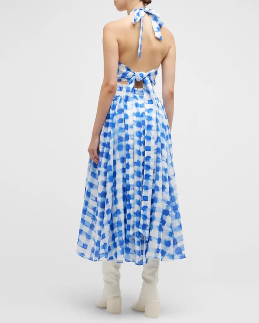 Rosie Assoulin Check Halter Midi Dress - Image 4
