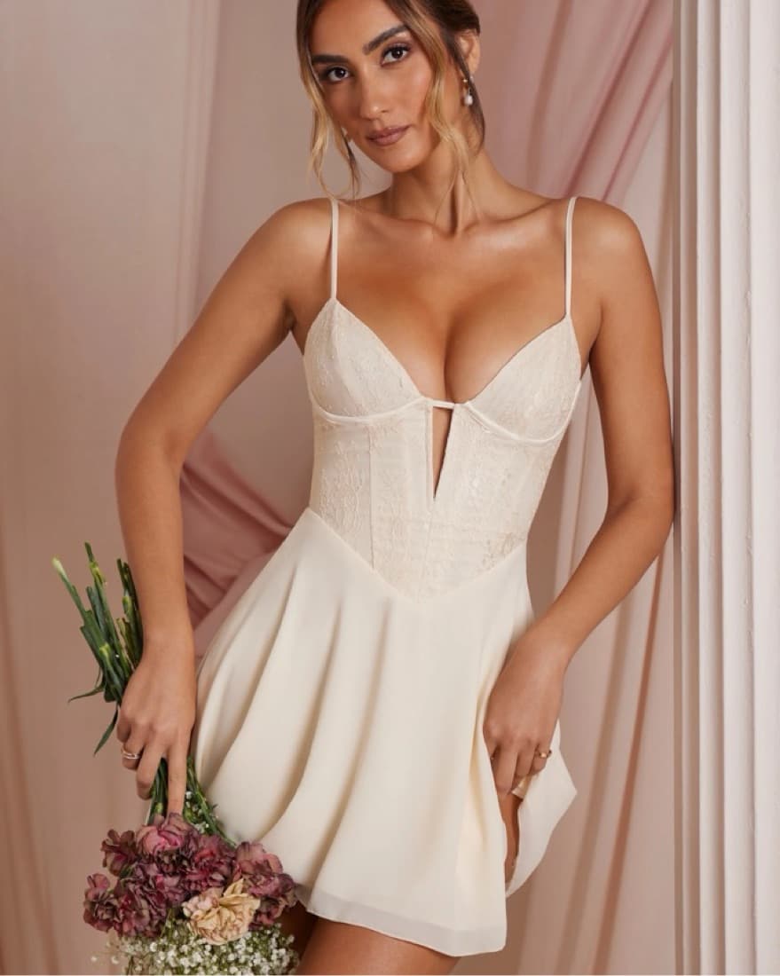 Elegant Ivory Mini Dress - Image 3