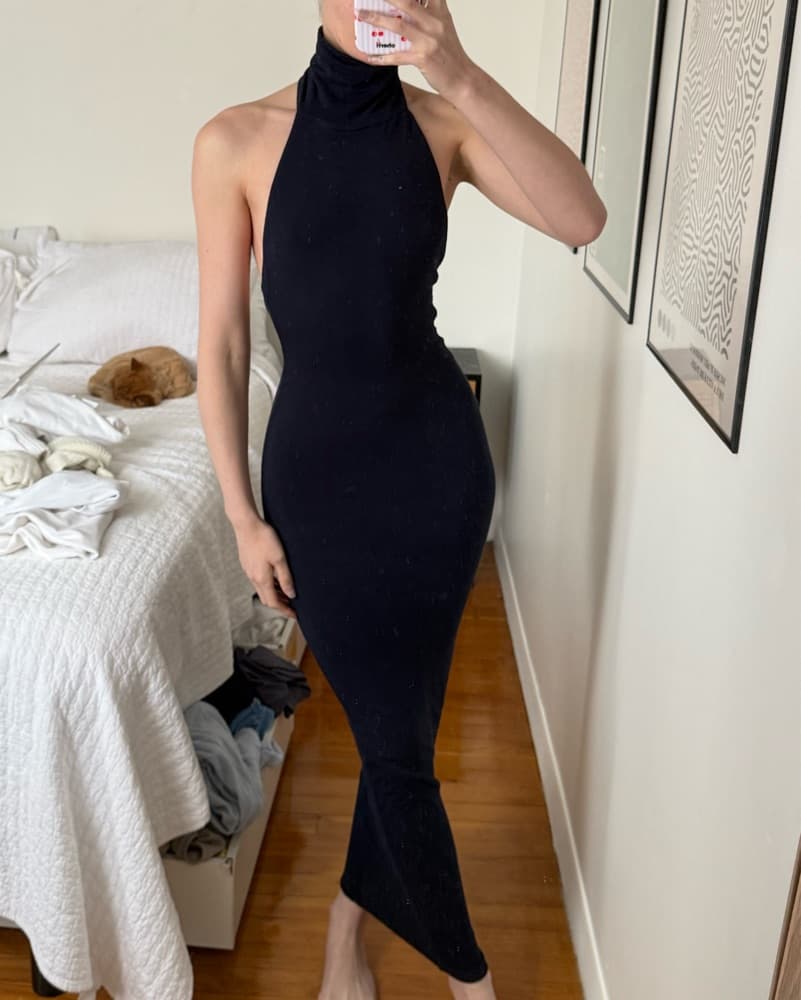 Low Back Body-Con Halter Dress - Image 1