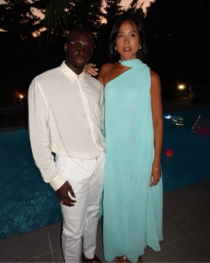 Turquoise Draped Dress with Cape - Image 3