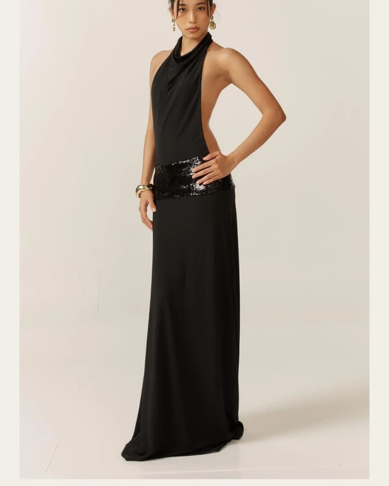 Black Ance Gria Backless Formal Dress - Image 3