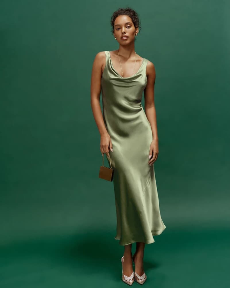 Reformation Green Summer Wedding Dress - Image 4
