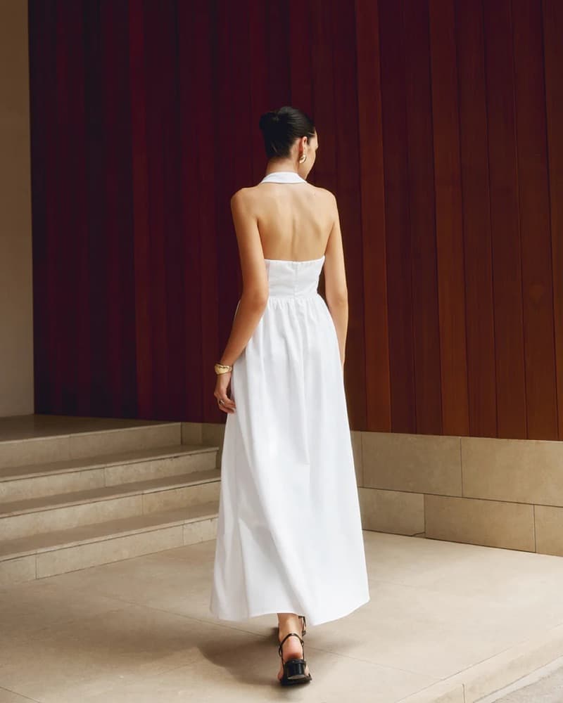 Elegant Halter Linen Maxi Dress - Image 3