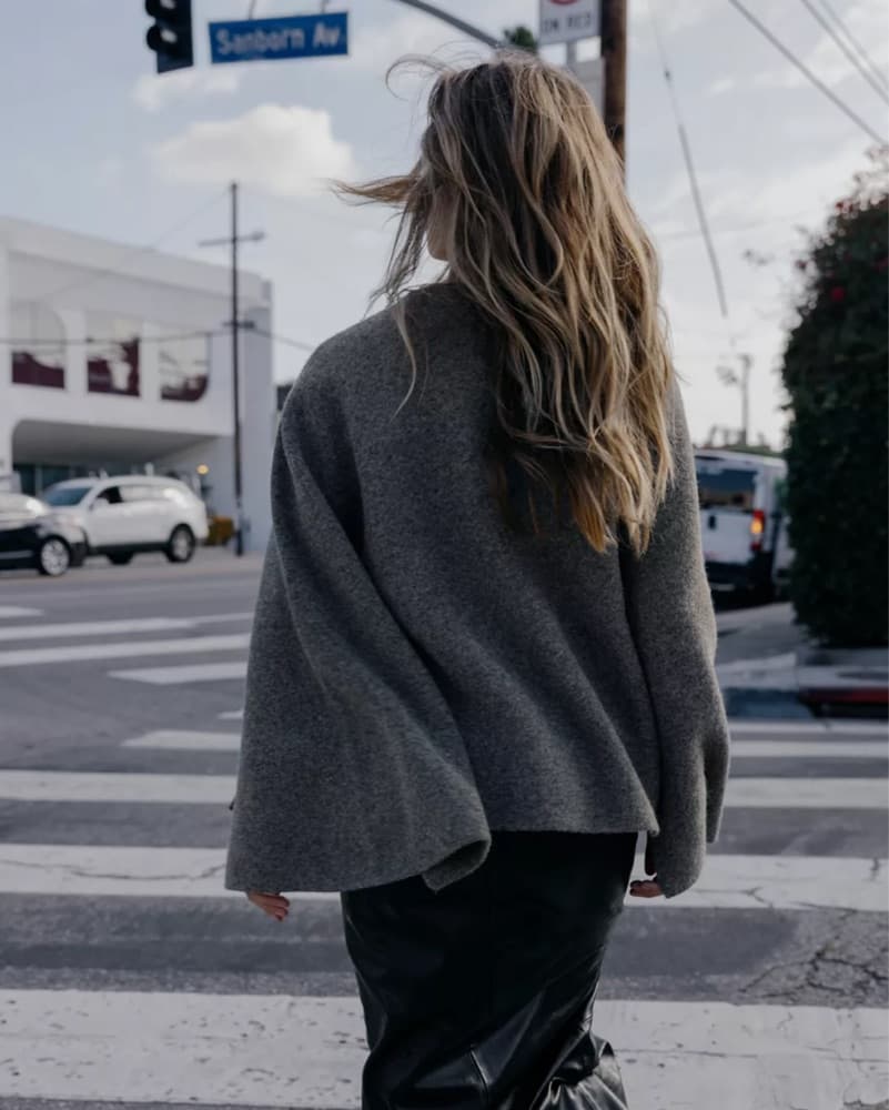 Cozy Cardigan Cape With Sleeve Openings - Image 2