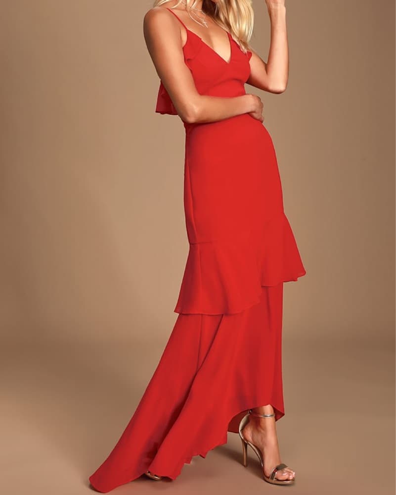 Lulu’s Red Ruffled Maxi Dress - Image 2
