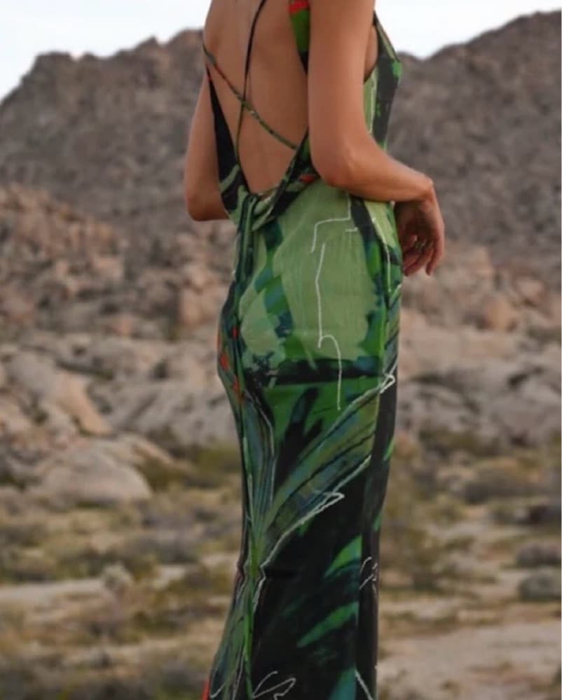 Yellow The Label Green Gown - Image 3