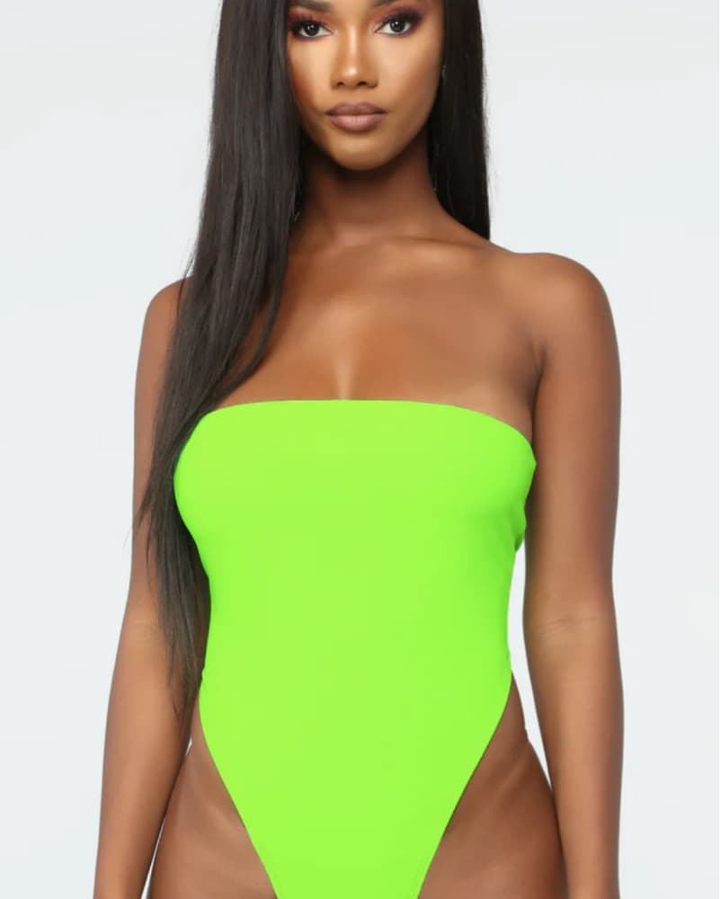 Neon Green Strapless Bodysuit - Image 1