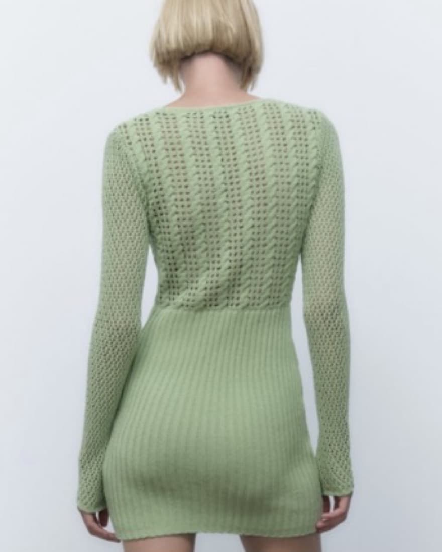 Zara Green Crochet Mini Dress  - Image 2
