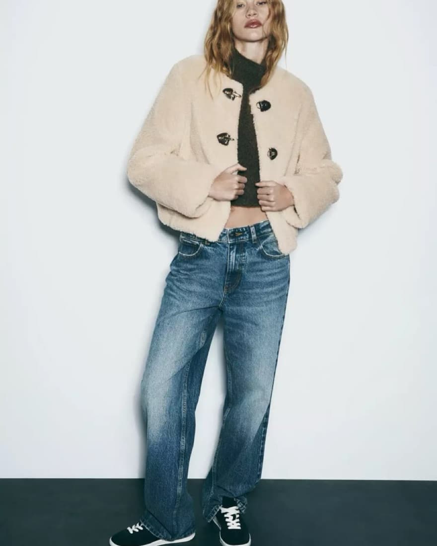 Zara Faux Shearling Jacket Sz XS  - Image 2