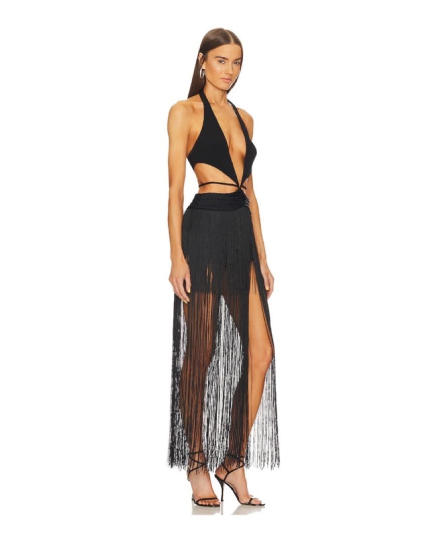 Michael Costello Fringe Cut-out Dress - Image 1