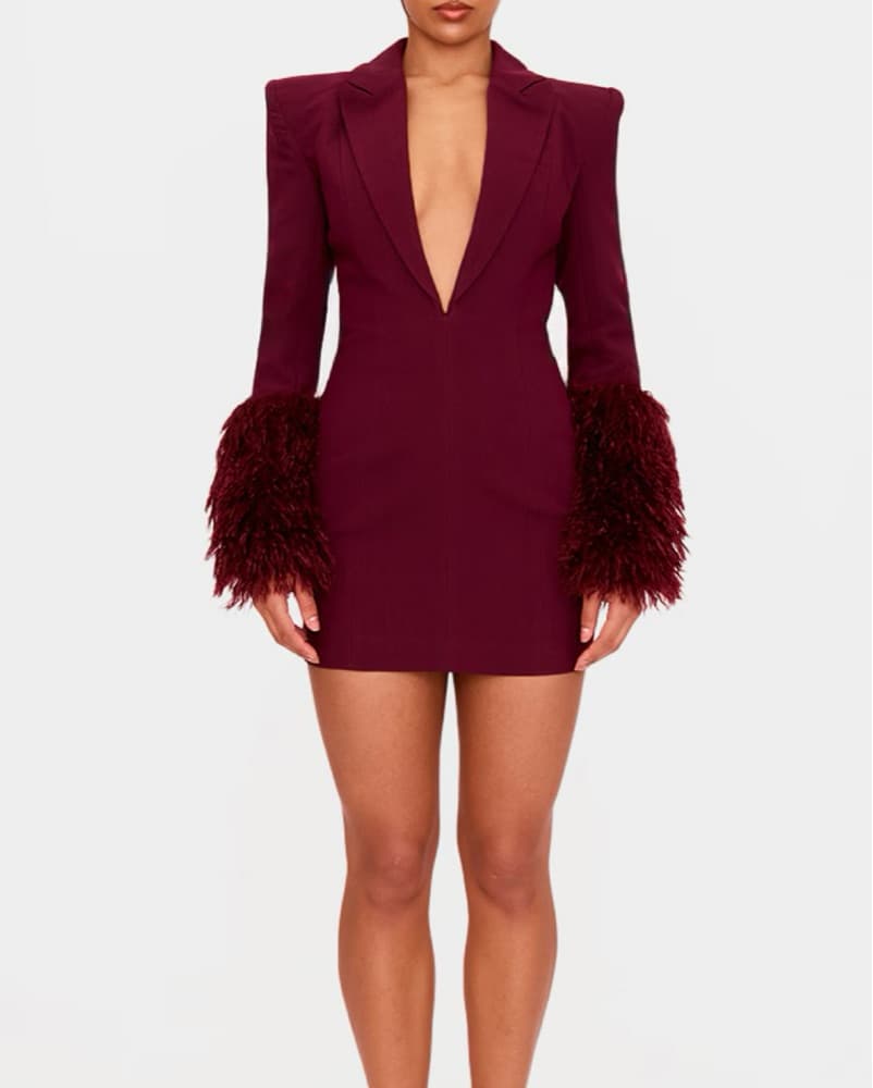 Burgundy Faux Shearling Cuff T - Image 1