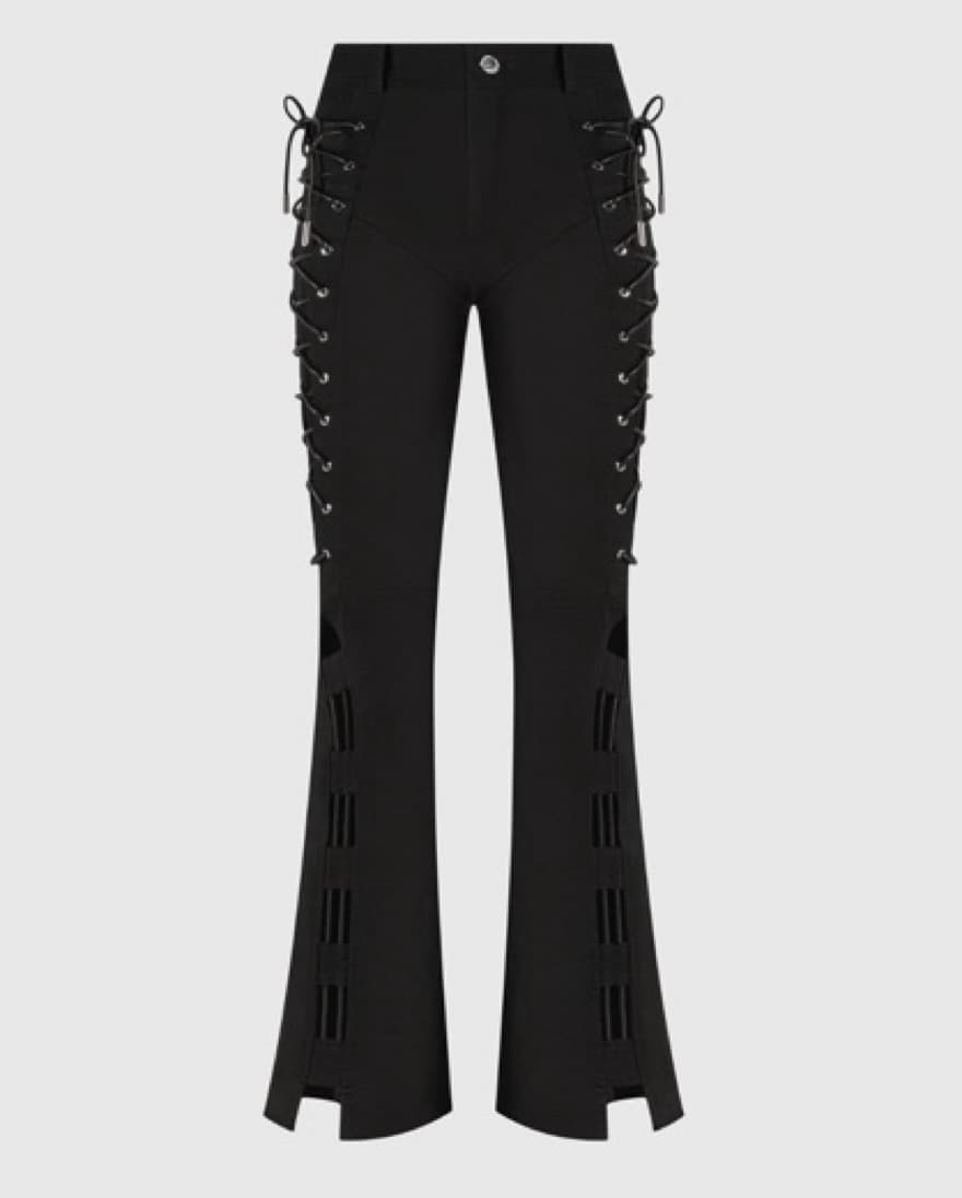Lace Up Trousers - Black - Image 1