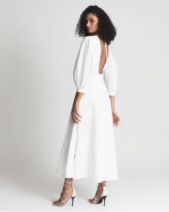 Reiss White linen blend dress  - Image 2