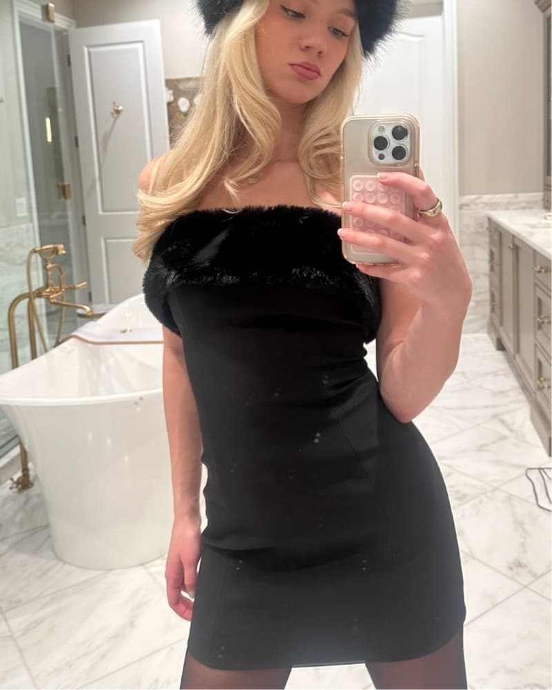 Ronny Kobo Black Fur Mini Dress  - Image 3