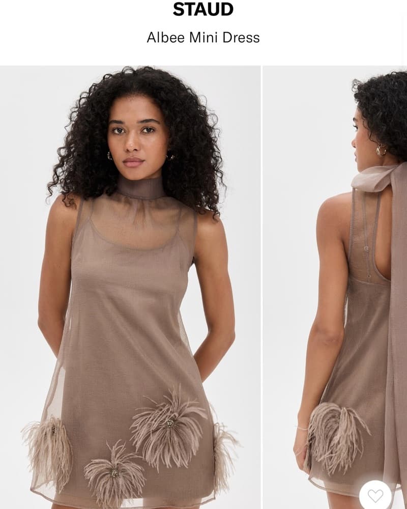 Staud Albee Mini Dress with Feather Embellishments - Image 1