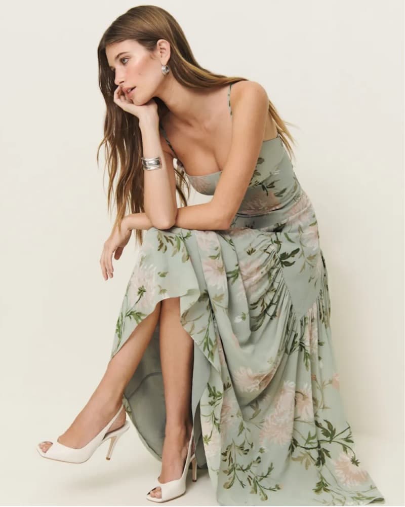 Sage Green Reformation Catana Dress - Image 2