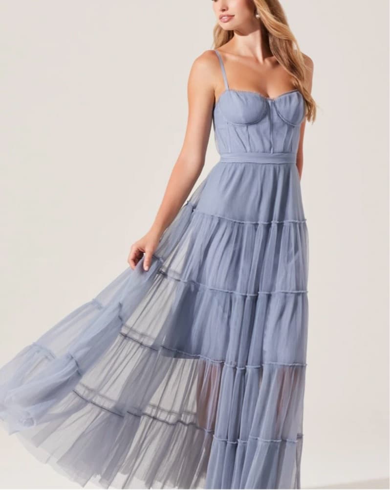 ASTR Mireya Bustier Tulle Maxi Dress - Image 1