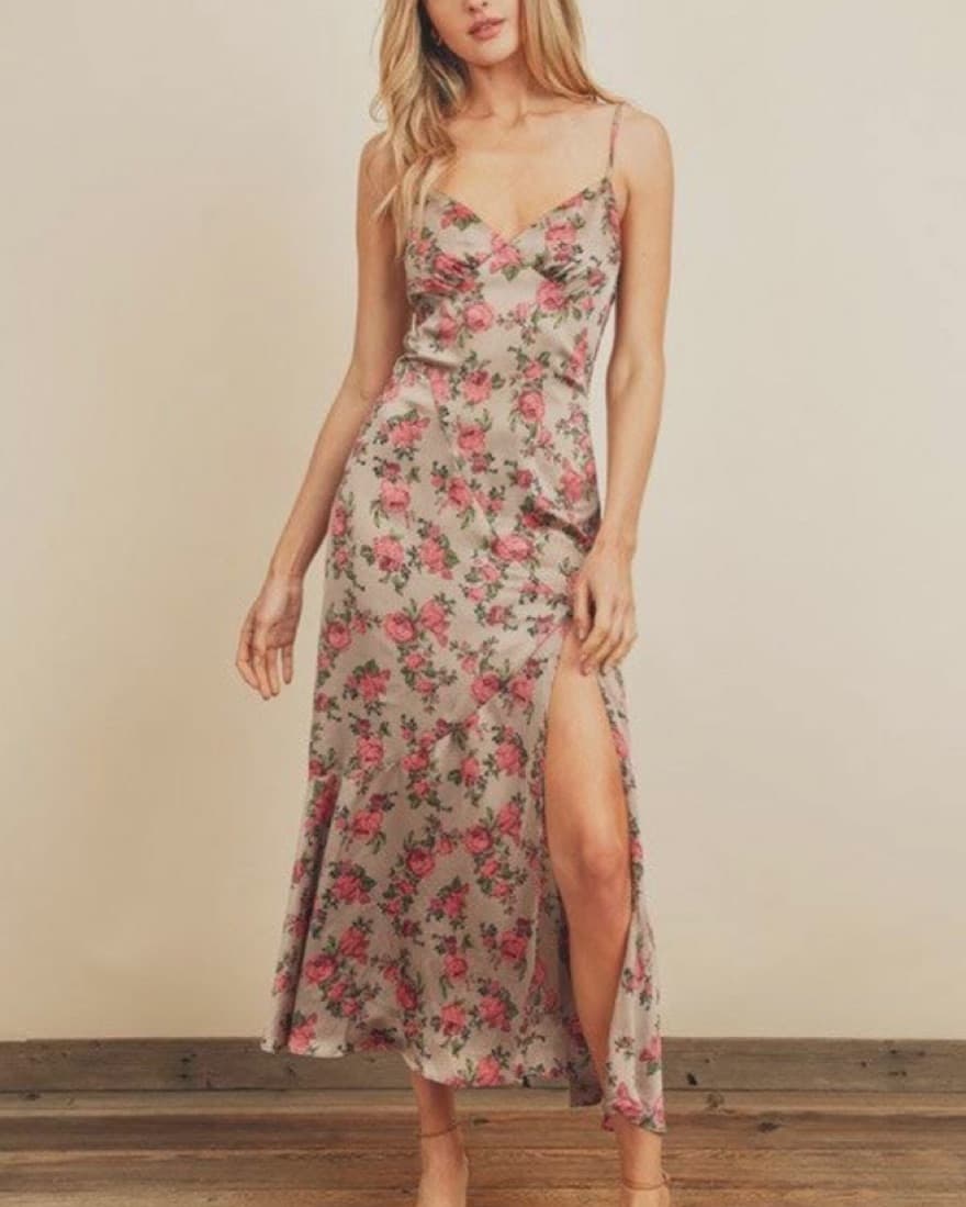 Dress Forum Cape May Satin Floral Midi - Image 1