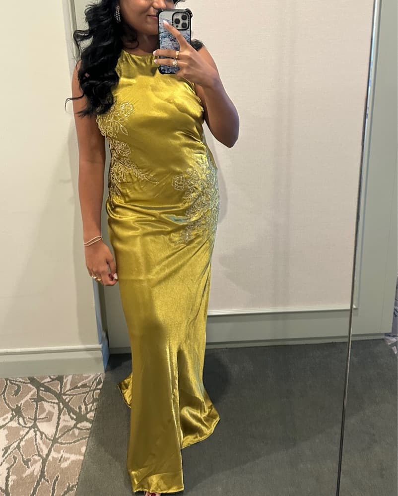 Gold Satin Gown - Pretty little Thing - Image 1