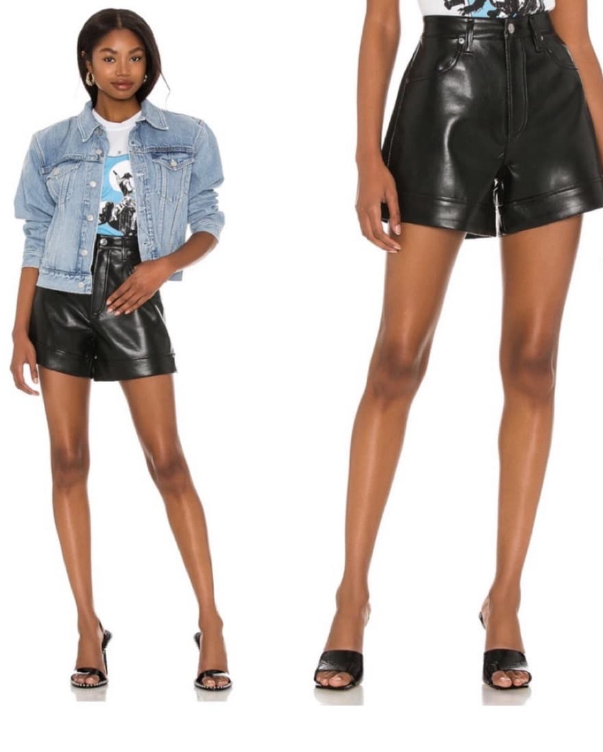 Agolde Black Leather Shorts - Image 1