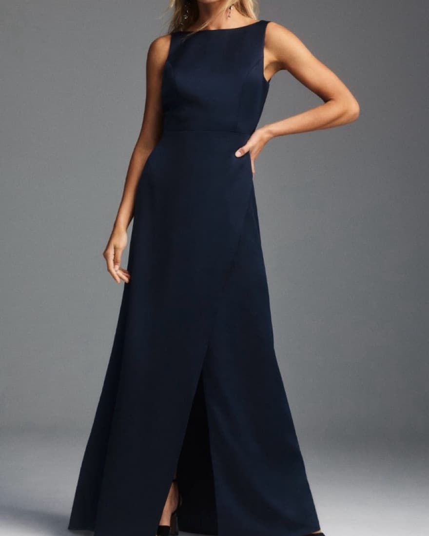 BHLDN ALICE HIGH-NECK SATIN MAXI DRESS - Image 4