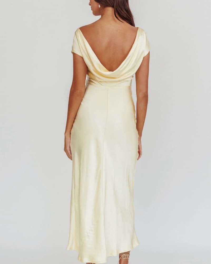 Yellow Silk Midi Dress - Image 2