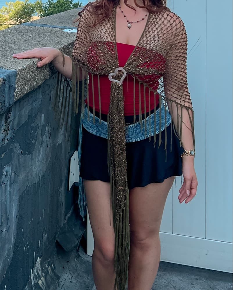 Brown Knit Shawl - Image 1