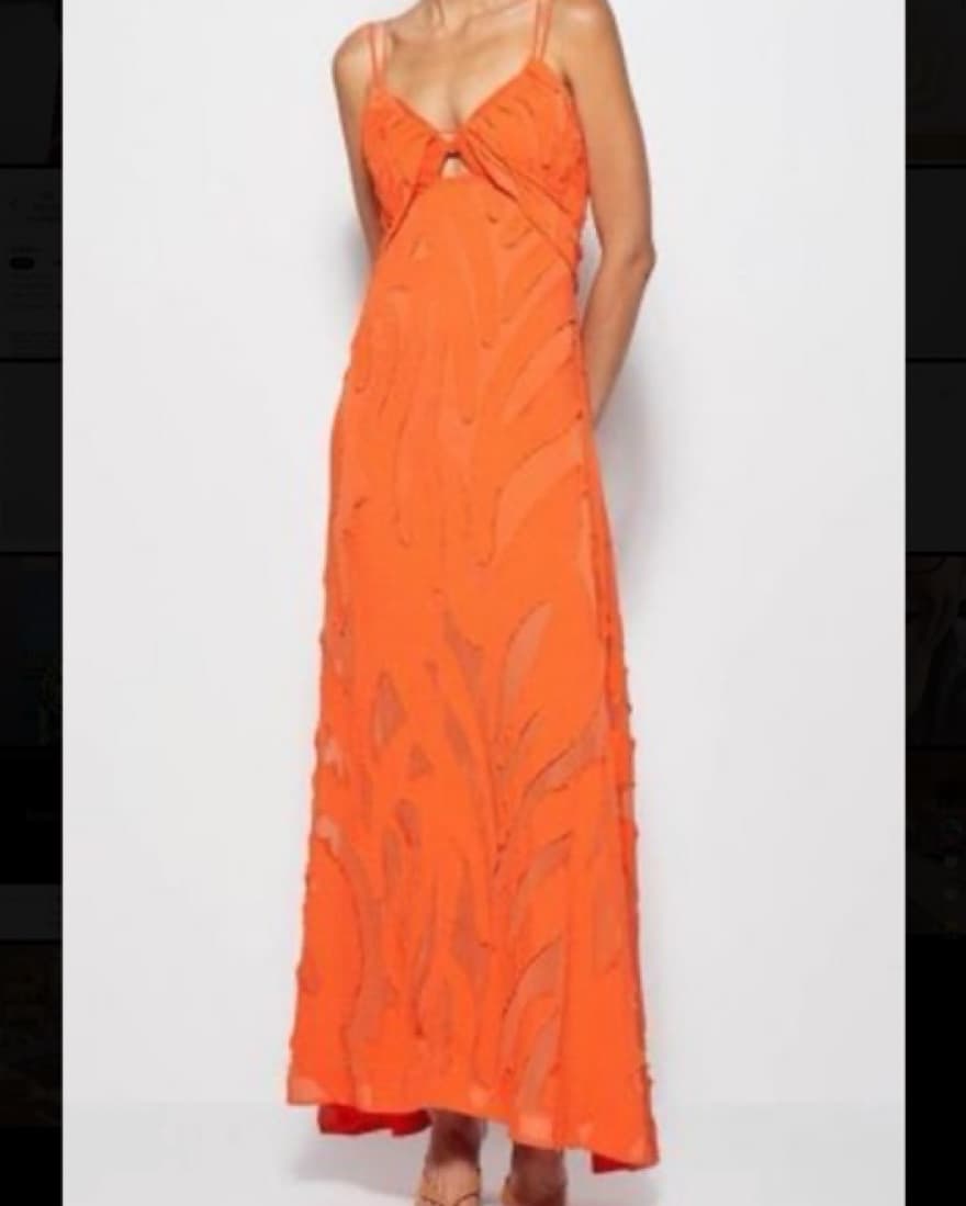Orange Simkhai Katie Textured Slip Dress - Image 1